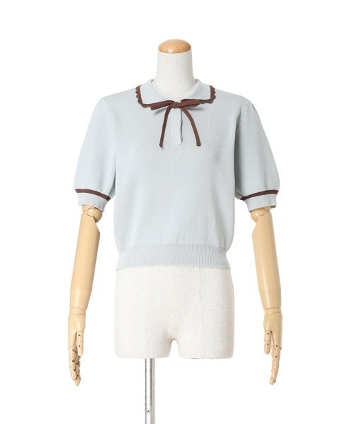 F i.n.t(フィント)の「【接触冷感】レトロバイカラーニットポロ/fint フィント(ポロシャツ・レディース・アイボリー/ミント/ライトピンク・FREE)」の16枚目の写真