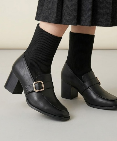 LibertyDoll(リバティードール)の「LibertyDoll/+6.5cm スクエアトゥ ドッキングニット ショートブーツ(3088)(ブーツ・レディース・ブラック系1/ブラック系2・38/37/36/40/39)」の5枚目の写真