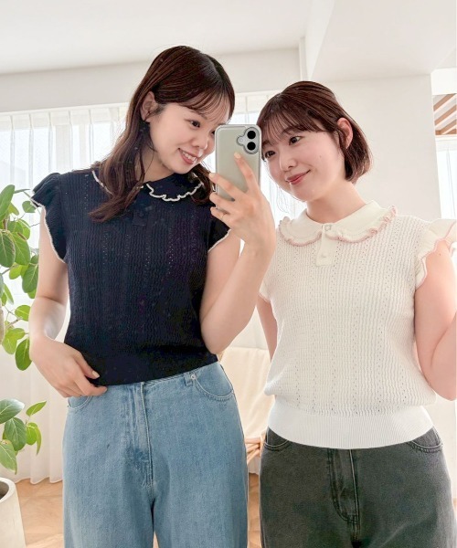 flower(フラワー)の「サマリーポロトップ(シャツ/ブラウス・レディース・ネイビー/ホワイト・FREE)」の17枚目の写真
