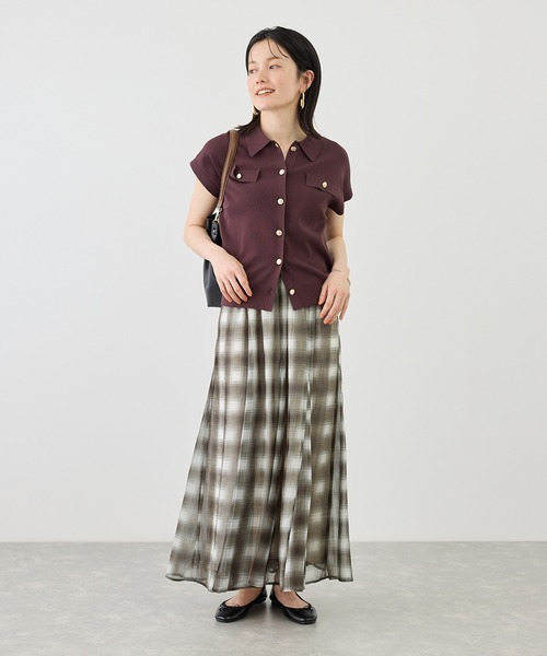 ROPE' PICNIC(ロペピクニック)の「シアーチェックスカート/着丈が選べる・リンクコーデ(スカート・レディース・ベージュ/ブルー系その他4/ブラック・M/TM)」の21枚目の写真