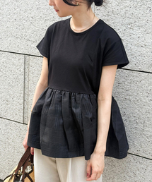 La TOTALITE | 【洗える】TORRAZZO DONNA/トラッゾドンナ シアーチェックコンビペプラムプルオーバー(Tシャツ/カットソー)