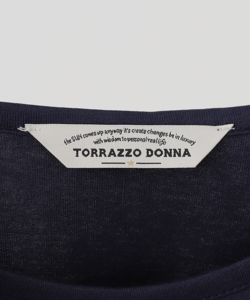 La TOTALITE(ラトータリテ)の「【洗える】TORRAZZO DONNA/トラッゾドンナ シアーチェックコンビペプラムプルオーバー(Tシャツ/カットソー・レディース・ホワイト/ブラック/ネイビー・FREE)」の10枚目の写真