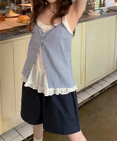 leune(ルネ)の「フリルレイヤード風キャミブラウス(シャツ/ブラウス・レディース・ブルー・FREE)」の11枚目の写真