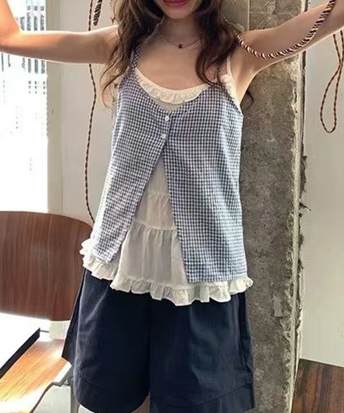 leune(ルネ)の「フリルレイヤード風キャミブラウス(シャツ/ブラウス・レディース・ブルー・FREE)」の8枚目の写真