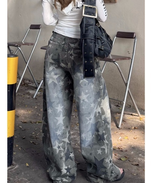 Ritzy(リッツィー)の「星柄ヴィンテージワイドデニムパンツ(デニムパンツ・レディース・カモフラージュ・M/S)」の3枚目の写真