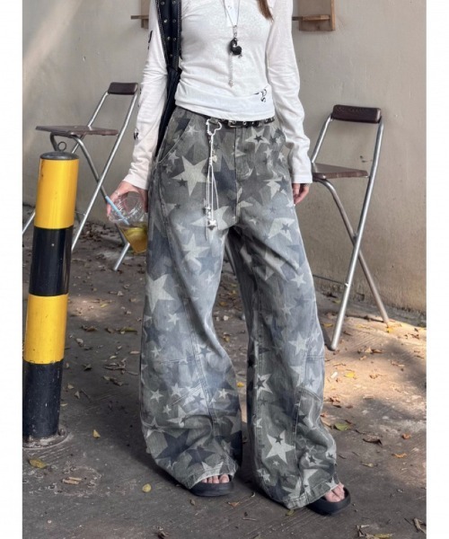 Ritzy(リッツィー)の「星柄ヴィンテージワイドデニムパンツ(デニムパンツ・レディース・カモフラージュ・M/S)」の10枚目の写真