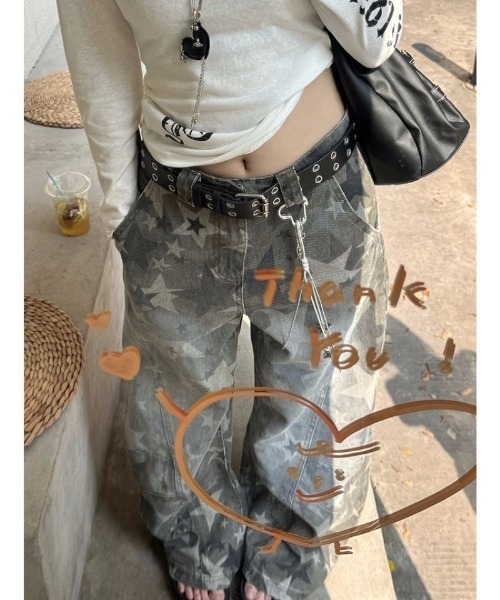 Ritzy(リッツィー)の「星柄ヴィンテージワイドデニムパンツ(デニムパンツ・レディース・カモフラージュ・M/S)」の12枚目の写真