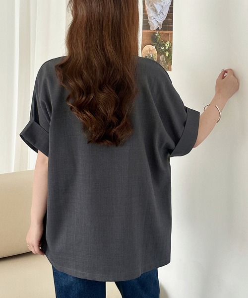 DAY CLOSET(デイ クローゼット)の「【ナチュ可愛いリネンライク仕様】半袖 ダブルボタン テーラードジャケット レディース(テーラードジャケット・レディース・ベージュ/グレイッシュベージュ/ダークグレー・L/M)」の7枚目の写真