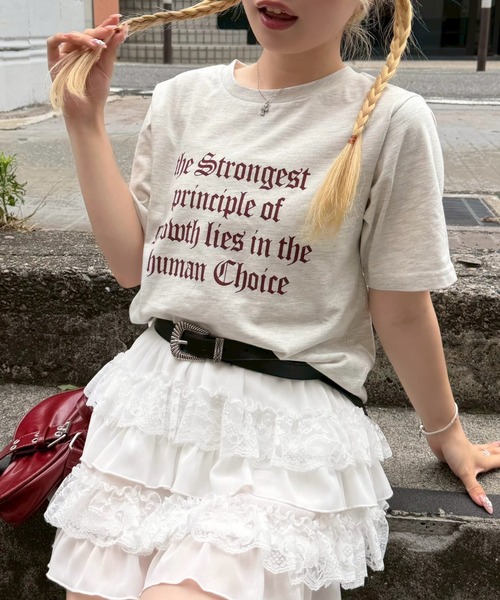 continuer de NICE CLAUP(コンティニューデナイスクラップ)の「【WEB限定】ロゴプリントT(Tシャツ/カットソー・レディース・オフホワイト/スミクロ/カーキ/オートミール・FREE)」の2枚目の写真