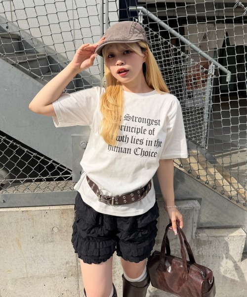 continuer de NICE CLAUP(コンティニューデナイスクラップ)の「【WEB限定】ロゴプリントT(Tシャツ/カットソー・レディース・オフホワイト/スミクロ/カーキ/オートミール・FREE)」の8枚目の写真