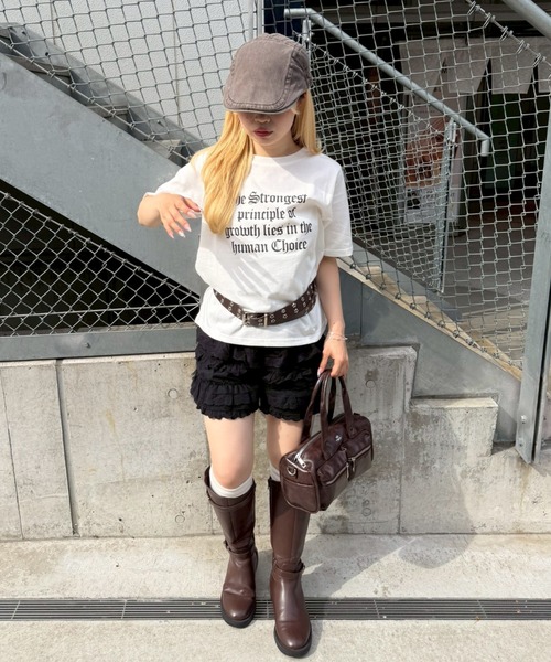 continuer de NICE CLAUP(コンティニューデナイスクラップ)の「【WEB限定】ロゴプリントT(Tシャツ/カットソー・レディース・オフホワイト/スミクロ/カーキ/オートミール・FREE)」の10枚目の写真