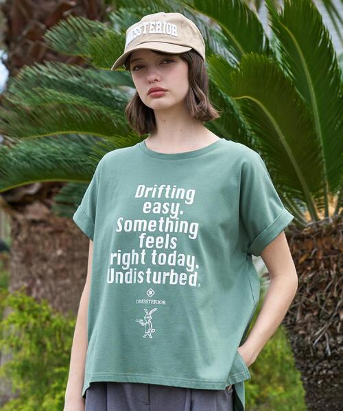 DRESSTERIOR（ドレステリア）の「◆【箔ロゴ】箔プリントドルマンスリーブ Tシャツ（Tシャツ/カットソー・レディース・ブラック/オリーブ/ブラウン系その他/オフホワイト・34/36/38）」の9枚目の写真
