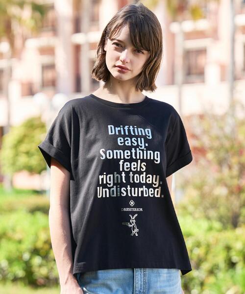 DRESSTERIOR（ドレステリア）の「◆【箔ロゴ】箔プリントドルマンスリーブ Tシャツ（Tシャツ/カットソー・レディース・ブラック/オリーブ/ブラウン系その他/オフホワイト・34/36/38）」の10枚目の写真
