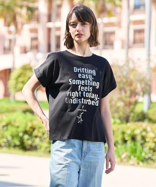 DRESSTERIOR（ドレステリア）の「◆【箔ロゴ】箔プリントドルマンスリーブ Tシャツ（Tシャツ/カットソー・レディース・ブラック/オリーブ/ブラウン系その他/オフホワイト・34/36/38）」の12枚目の写真