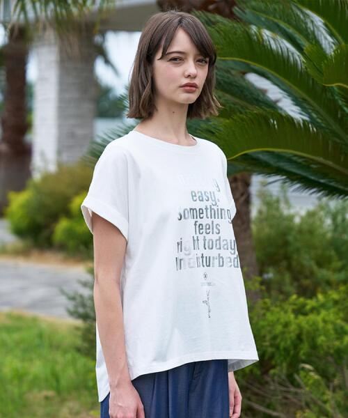 DRESSTERIOR（ドレステリア）の「◆【箔ロゴ】箔プリントドルマンスリーブ Tシャツ（Tシャツ/カットソー・レディース・ブラック/オリーブ/ブラウン系その他/オフホワイト・34/36/38）」の19枚目の写真
