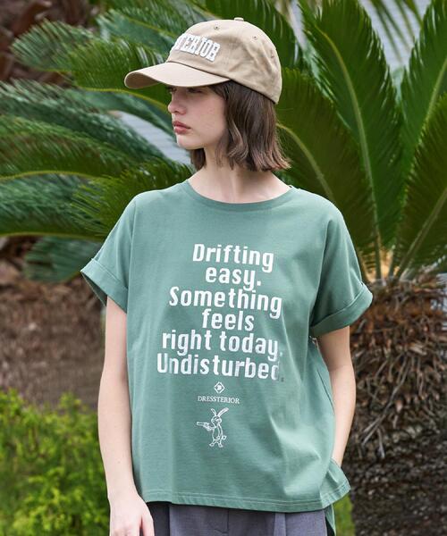 DRESSTERIOR（ドレステリア）の「◆【箔ロゴ】箔プリントドルマンスリーブ Tシャツ（Tシャツ/カットソー・レディース・ブラック/オリーブ/ブラウン系その他/オフホワイト・34/36/38）」の21枚目の写真