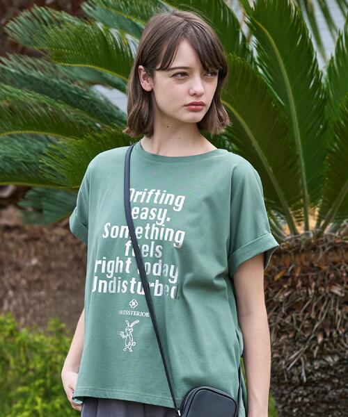 DRESSTERIOR（ドレステリア）の「◆【箔ロゴ】箔プリントドルマンスリーブ Tシャツ（Tシャツ/カットソー・レディース・ブラック/オリーブ/ブラウン系その他/オフホワイト・34/36/38）」の22枚目の写真
