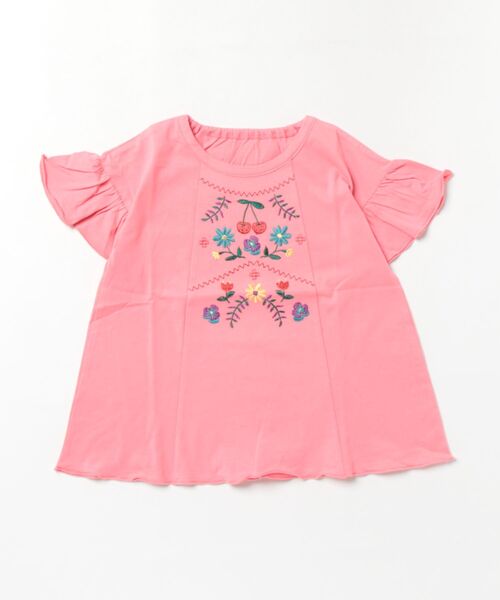 HAKKA KIDS（ハッカキッズ）の「フレア袖Tシャツ（Tシャツ/カットソー・キッズ・ホワイト/ピンク・100cm/110cm/120cm/130cm）」の2枚目の写真