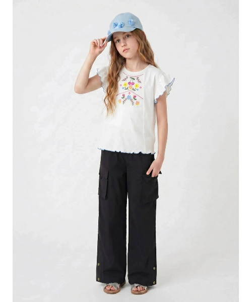 HAKKA KIDS（ハッカキッズ）の「フレア袖Tシャツ（Tシャツ/カットソー・キッズ・ホワイト/ピンク・100cm/110cm/120cm/130cm）」の5枚目の写真