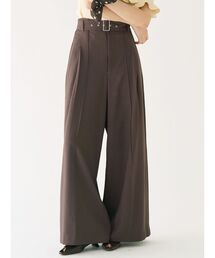 ベルト付きセミワイドパンツ 【オフィスカジュアル】