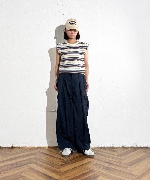 MAISON SELECT(メゾンセレクト)の「6C78 【肩パット付】カラーボーダーノースリーブ(Tシャツ/カットソー・レディース・ブラウン/ネイビー・FREE)」の8枚目の写真