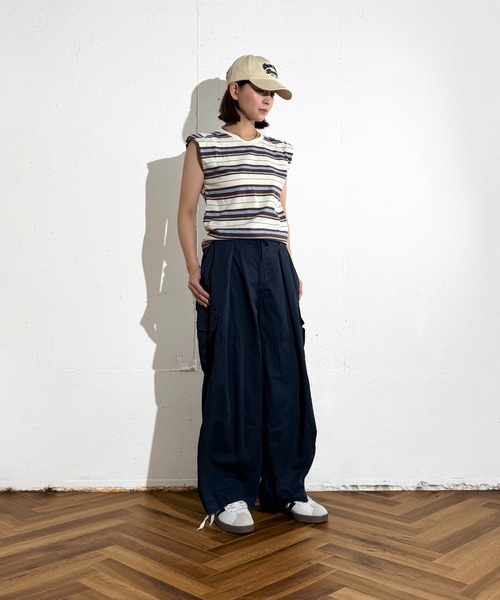 MAISON SELECT(メゾンセレクト)の「6C78 【肩パット付】カラーボーダーノースリーブ(Tシャツ/カットソー・レディース・ブラウン/ネイビー・FREE)」の9枚目の写真