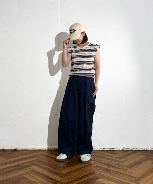 MAISON SELECT(メゾンセレクト)の「6C78 【肩パット付】カラーボーダーノースリーブ(Tシャツ/カットソー・レディース・ブラウン/ネイビー・FREE)」の12枚目の写真