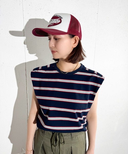 MAISON SELECT(メゾンセレクト)の「6C78 【肩パット付】カラーボーダーノースリーブ(Tシャツ/カットソー・レディース・ブラウン/ネイビー・FREE)」の7枚目の写真