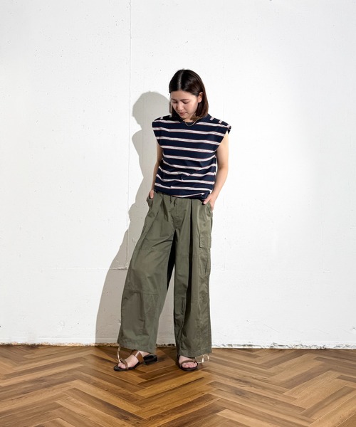 MAISON SELECT(メゾンセレクト)の「6C78 【肩パット付】カラーボーダーノースリーブ(Tシャツ/カットソー・レディース・ブラウン/ネイビー・FREE)」の16枚目の写真