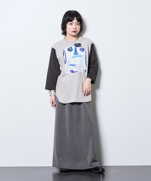 CITYSHOP(シティーショップ)の「CREATIVE GROWTH BASEBALLTEE OE1230:Tシャツ(Tシャツ/カットソー・レディース・グレー・SMALL)」の6枚目の写真