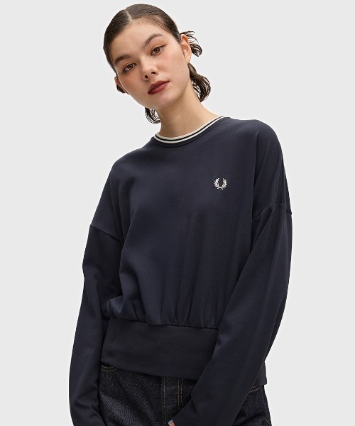 FRED PERRY(フレッドペリー)の「Twin Tipped Long Sleeve T-Shirt/ツインティップ長袖Tシャツ(Tシャツ/カットソー・レディース・ネイビー/ホワイト・10)」の1枚目の写真