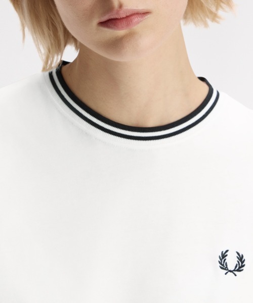 FRED PERRY(フレッドペリー)の「Twin Tipped Long Sleeve T-Shirt/ツインティップ長袖Tシャツ(Tシャツ/カットソー・レディース・ネイビー/ホワイト・10)」の8枚目の写真