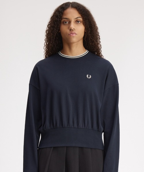 FRED PERRY(フレッドペリー)の「Twin Tipped Long Sleeve T-Shirt/ツインティップ長袖Tシャツ(Tシャツ/カットソー・レディース・ネイビー/ホワイト・10)」の9枚目の写真