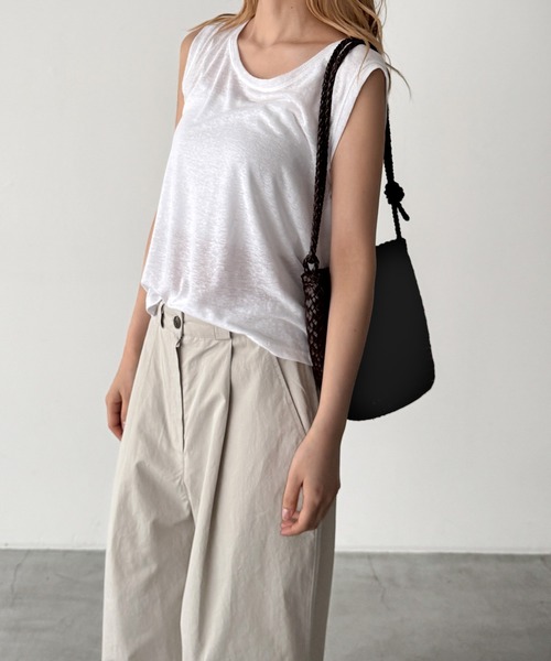 CANAL JEAN(キャナルジーン)の「El mar リネンレーヨンラウンドタンク(タンクトップ・レディース・ホワイト/ベージュ/ブラック・ONE SIZE)」の8枚目の写真