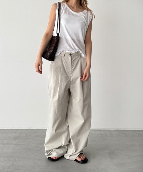 CANAL JEAN(キャナルジーン)の「El mar リネンレーヨンラウンドタンク(タンクトップ・レディース・ホワイト/ベージュ/ブラック・ONE SIZE)」の10枚目の写真