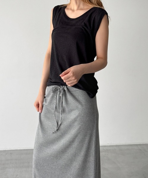 CANAL JEAN(キャナルジーン)の「El mar リネンレーヨンラウンドタンク(タンクトップ・レディース・ホワイト/ベージュ/ブラック・ONE SIZE)」の12枚目の写真