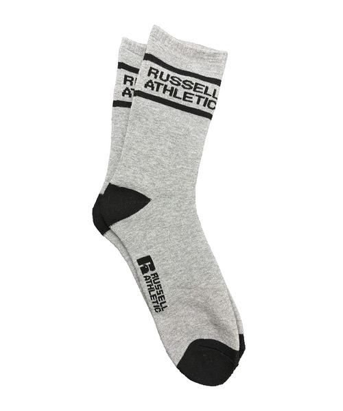 Russell Athletic（ラッセルアスレティック）の「RUSSELL ATHLETIC / ラッセルアスレティック Athletic Logo Pile Socks アスレチック ロゴ パイル ソックス 靴下 ミドル丈 ブランドロゴ ライン メンズ 2026年 秋 秋服（ソックス/靴下・メンズ・ホワイト系その他2/ブラック/ホワイト系その他・FREE）」の2枚目の写真
