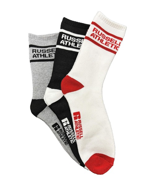 Russell Athletic（ラッセルアスレティック）の「RUSSELL ATHLETIC / ラッセルアスレティック Athletic Logo Pile Socks アスレチック ロゴ パイル ソックス 靴下 ミドル丈 ブランドロゴ ライン メンズ 2026年 秋 秋服（ソックス/靴下・メンズ・ホワイト系その他2/ブラック/ホワイト系その他・FREE）」の5枚目の写真