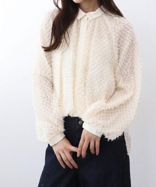 Jines(ジネス)の「ジャガードバルーンヘムシャツブラウス(シャツ/ブラウス・レディース・オフホワイト/ブラック・38)」の1枚目の写真