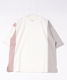 /ATELANE/ポンチ+スエードポンチ サイド切り替え半袖TEE