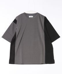 /ATELANE/ポンチ+スエードポンチ サイド切り替え半袖TEE