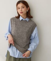 【5色展開/手洗い可】ローシルクウールニットベスト