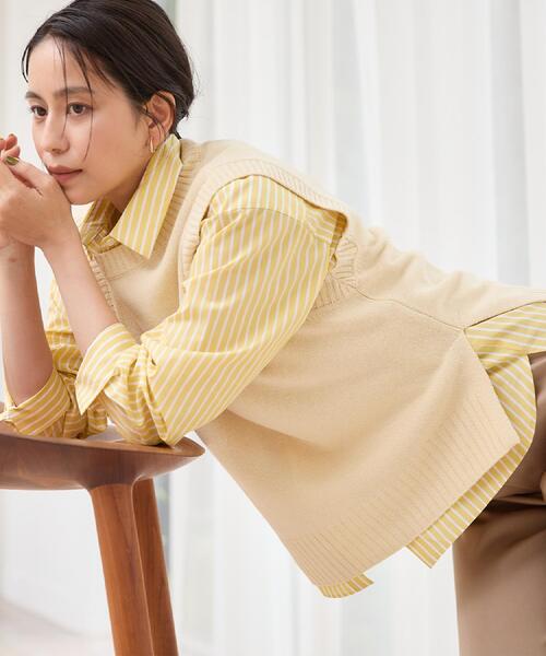 UNTITLED(アンタイトル)の「【5色展開/手洗い可】ローシルクウールニットベスト(ニット/セーター・レディース・ブラック系3/ダークブラウン系3/グレー系3/ライトイエロー系4/ピンク系4・00/02/04/44/48)」の15枚目の写真