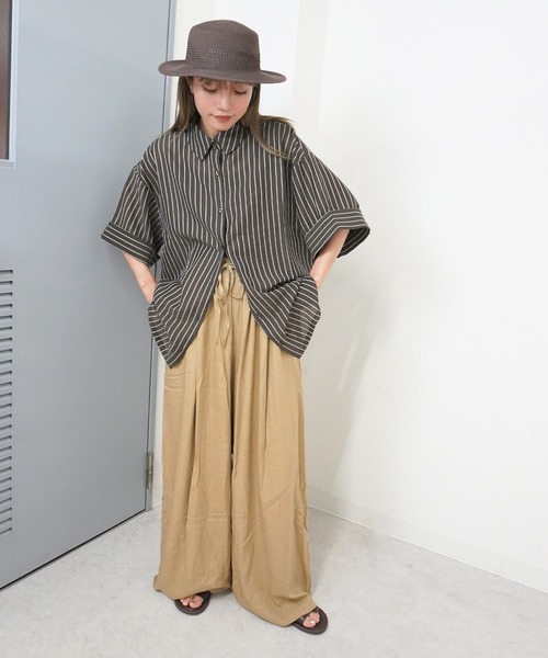 gossara(ゴサラ)の「【シアー素材×ストライプ柄】シアーストライプシャツ(シャツ/ブラウス・レディース・ブラウン/ベージュ/チャコール・FREE)」の22枚目の写真