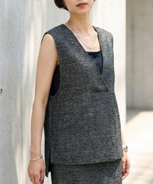 【セットアップ対応】モールヘリンボーンVネックベスト/ジレ