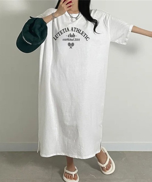 Lips(リップス)の「シンプルロゴで大人カジュアルに!毎日着たくなるリラックスTシャツワンピース(ワンピース・レディース・ブラック/グレー/ピンク/ホワイト・FREE)」の5枚目の写真