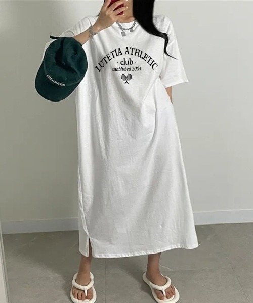 Lips(リップス)の「シンプルロゴで大人カジュアルに!毎日着たくなるリラックスTシャツワンピース(ワンピース・レディース・ブラック/グレー/ピンク/ホワイト・FREE)」の6枚目の写真