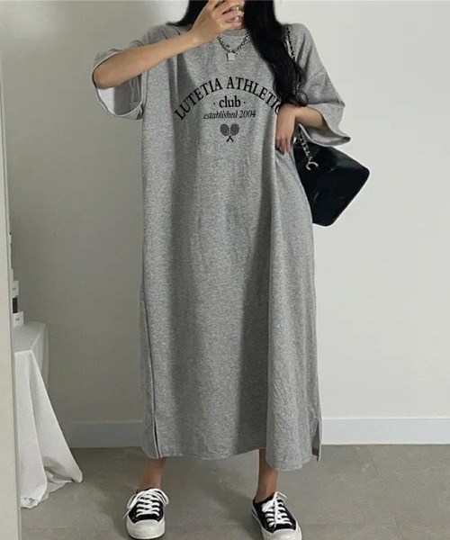 Lips(リップス)の「シンプルロゴで大人カジュアルに!毎日着たくなるリラックスTシャツワンピース(ワンピース・レディース・ブラック/グレー/ピンク/ホワイト・FREE)」の8枚目の写真