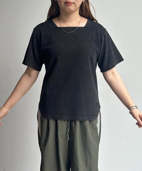 CPCM（シーピーシーエム）の「【PIPI's企画】ワッフルスクエアネックT（Tシャツ/カットソー・レディース・ブラウン/グレー/ブラック・FREE）」の4枚目の写真