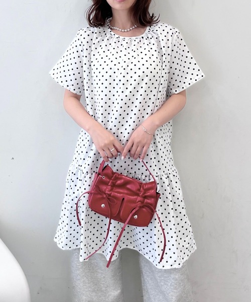 mul.(ムル)の「ドット柄ゆるワンピース(ワンピース・レディース・ホワイト・FREE)」の1枚目の写真